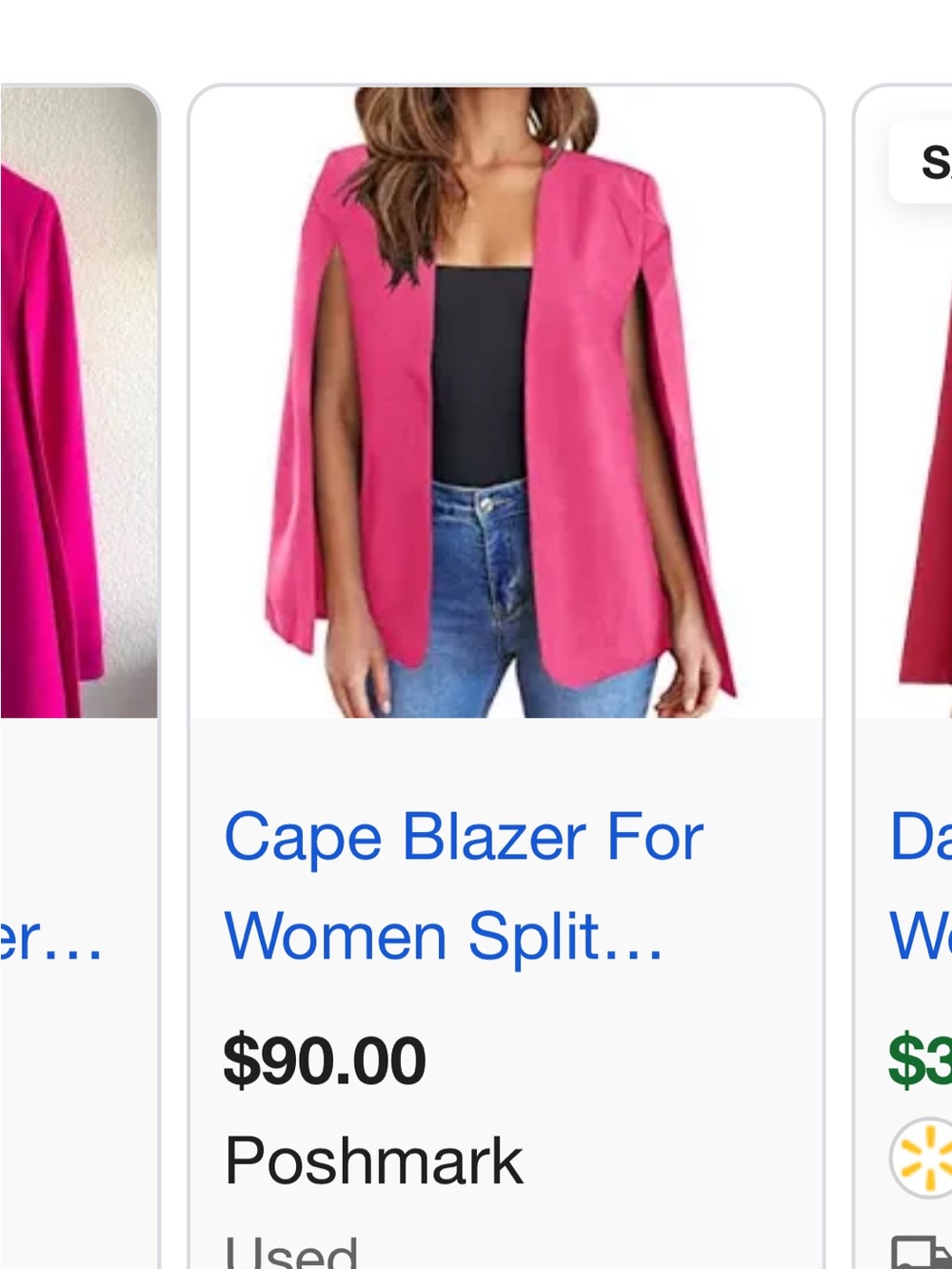 Women's Hot Pink Cape Blazer - Stylish Open Front Jacket